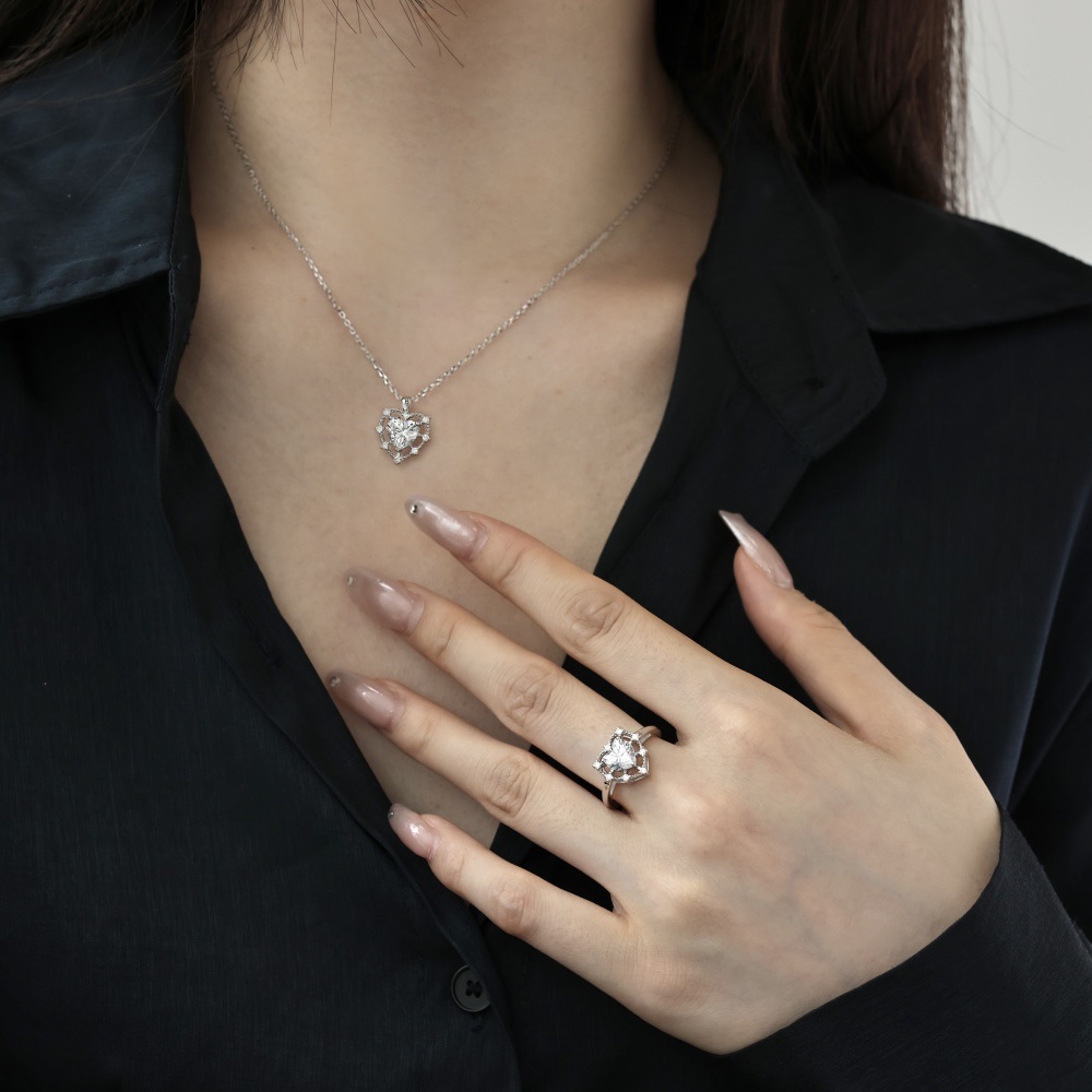 3g Weight Zircon Inlay Material Rings Classification 5, 9 Ring Size Banquet, Daily Occasion 925 Sterling Silver Material Heart Shape Pattern 2025 Spring and Summer Season Women's Gender Plating Design Elegant, Simple Style Style 925 Sterling Silver Zircon Heart Shape Rings 925 Sterling Silver Rings 21