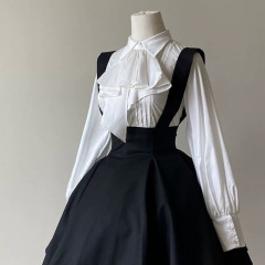 スーツ/スカート/シャツ黒アイリスlolitaストラップsk神久夜兄風灯籠袖長袖シャツ