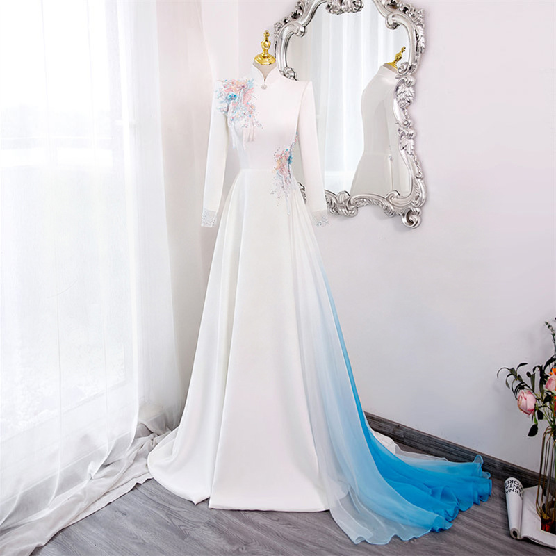 Chinese-Style Choir Performance Outfit Stage Host Elegant Evening Gown Ceremonial Trailing High-End Dress