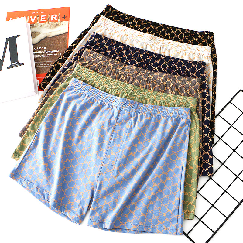 Pure Cotton Underwear Men's Loose Printed Arlo Pants Home Breathable Boxer Bottoming Sports Shorts