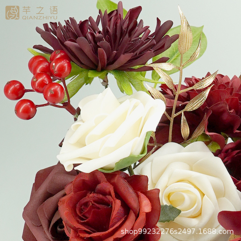 欧式婚礼盒装花婚礼生日派对仿真花礼盒情人节礼物DIY新娘手捧花