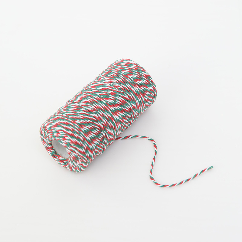 Cuerda de algodón de dos colores de 2mm tejida a mano DIY doble hebras color etiqueta roja cuerda de algodón fino cinta de cuerda de cáñamo de color