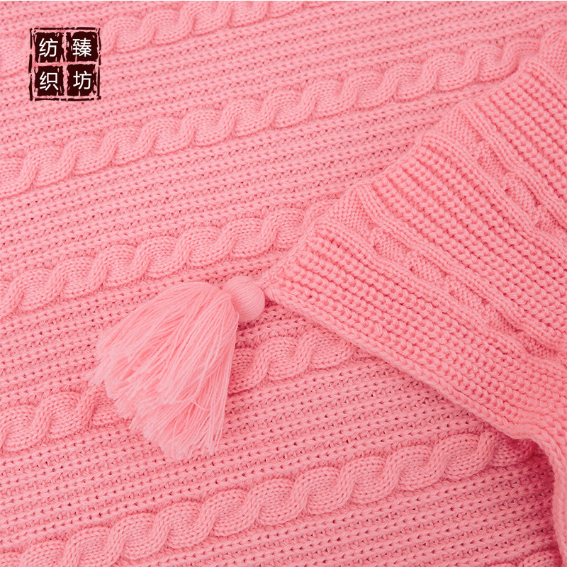 新品  厂家直销线毯针织盖毯沙发毯流苏毯