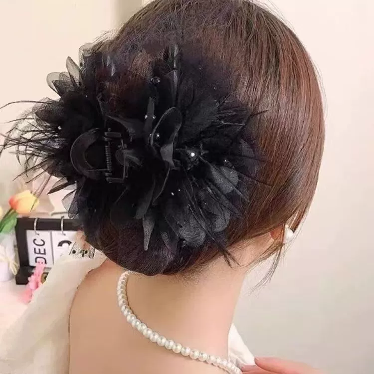 Заколка для волос Crab Hair Clip, Qoплямированные челюсти акулы с цветочным дизайном, лёгкая роскошь, 11 или 13 см