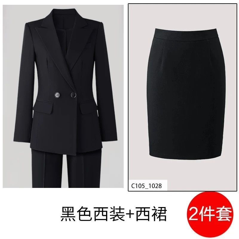 西装套装女职业正装大学生公考面试工作服气质高级感黑色西服外套|undefined