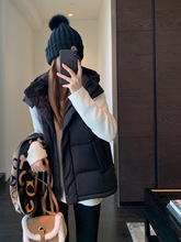 柜上2000+lu家五格90白鸭绒马甲连帽短款羽绒服女25秋冬新G102005