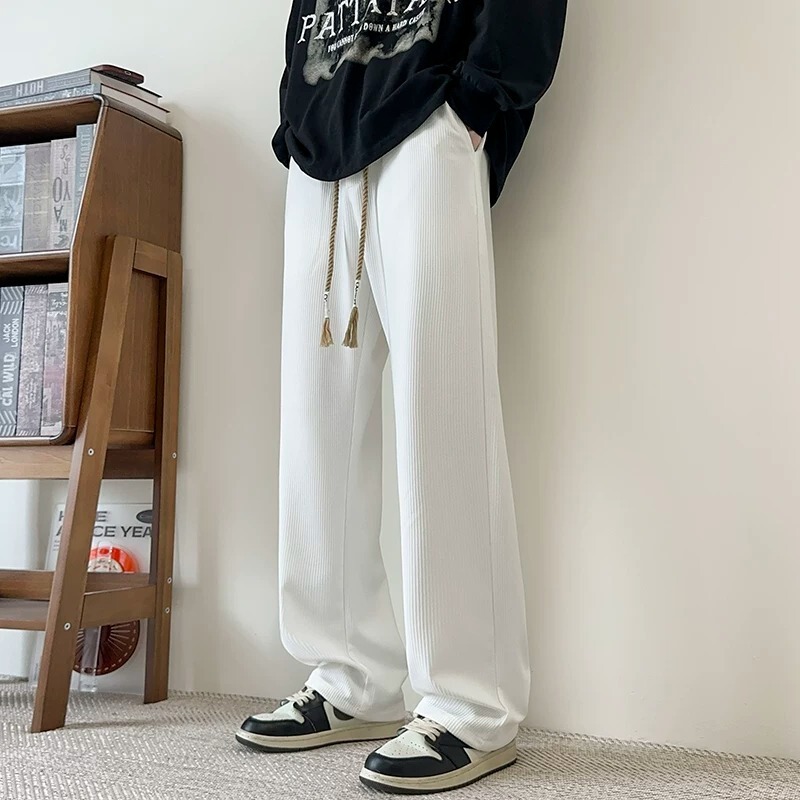 White men's pants with a high-end drape, loose wide-leg pants, American high-street casual long pants, spring and autumn straight-leg sweatpants White men's pants with a high-end drape, loose wide-leg pants, American high-street casual long pants, spring and autumn straight-leg sweatpants
