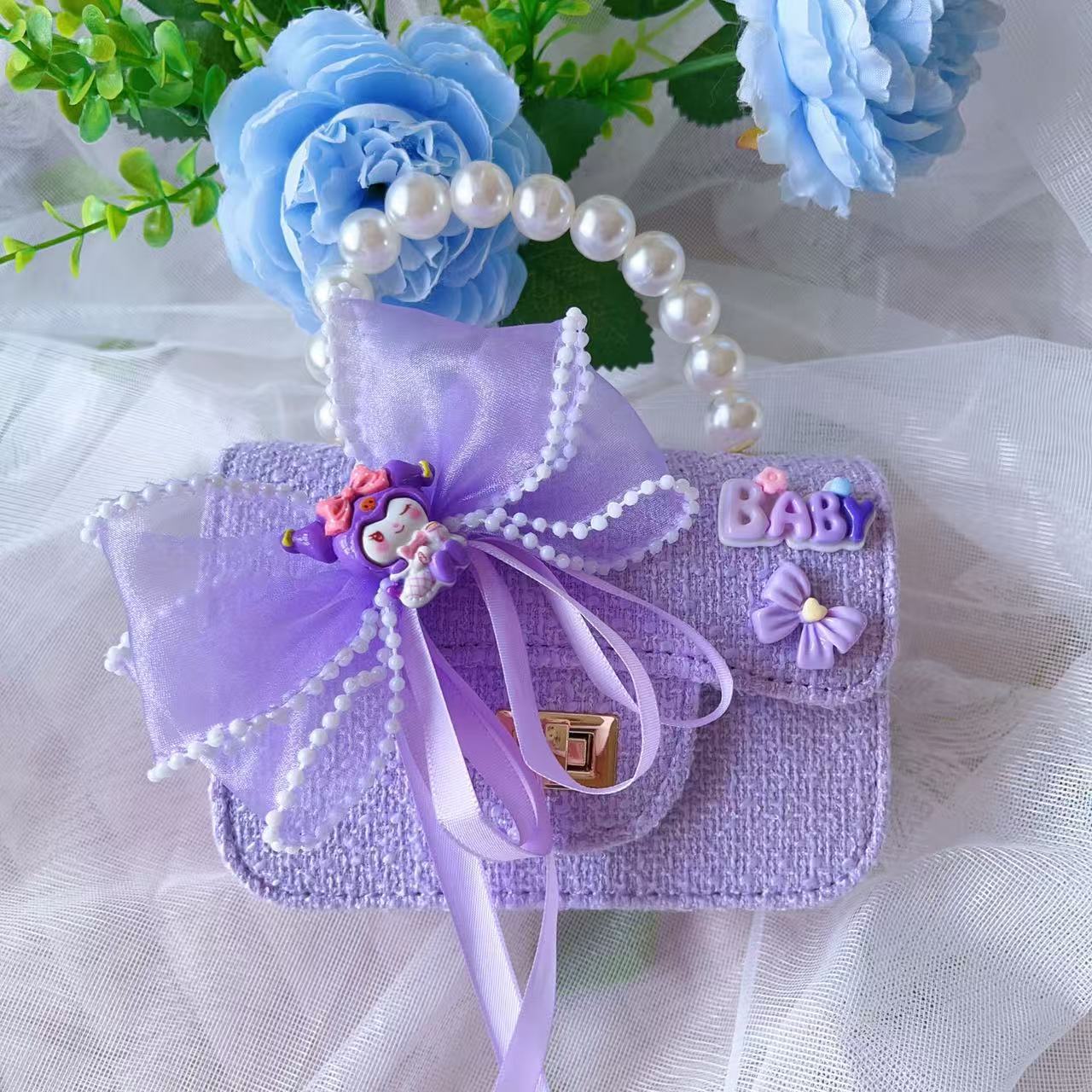 Nuevo tipo de bolsos para niños, bolsos de moda, bolsos de princesa de viento, bolsos portátiles lindos para chicas, bolsos de red para bebés.