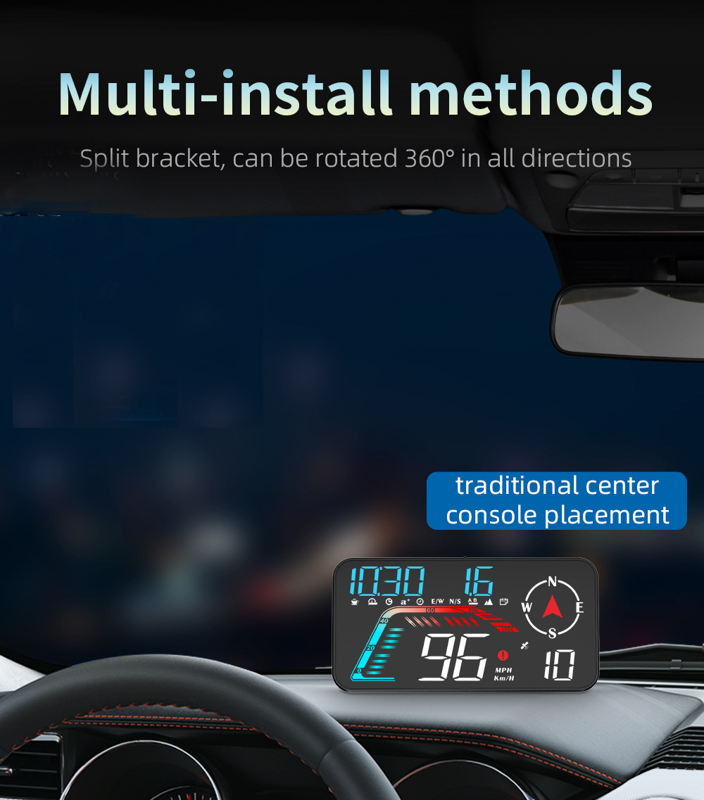 Universal Car HUD Head-Up Display, Beidou GPS Car Driving Direction and Time Display, New Cross-Border Model