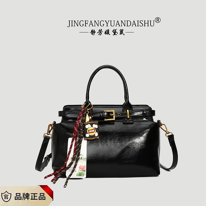 2024 otoño e invierno nuevo estilo de moda de alta gama Kelly Tote bolso de mano de un solo hombro retro de gran capacidad para viajeros transfronterizos