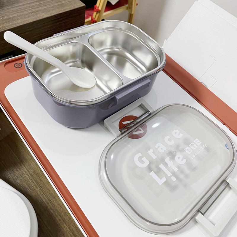 Caja de almuerzo aislada compartimiento al por mayor caja de almuerzo de acero inoxidable caja de almuerzo de estudiante de escuela primaria caja de almuerzo separada de plástico lindo para el trabajo