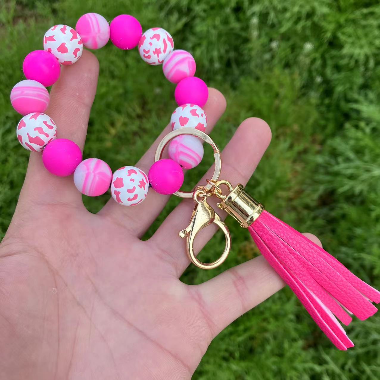 50g Weight Bracelets, Keychain Classification 1 Piece Quantity Holiday, Daily Occasion Silica Gel Material Color Block Pattern Casual, Vacation Style 1 Piece Casual Vacation Color Block Silica Gel Bracelets Keychain 9