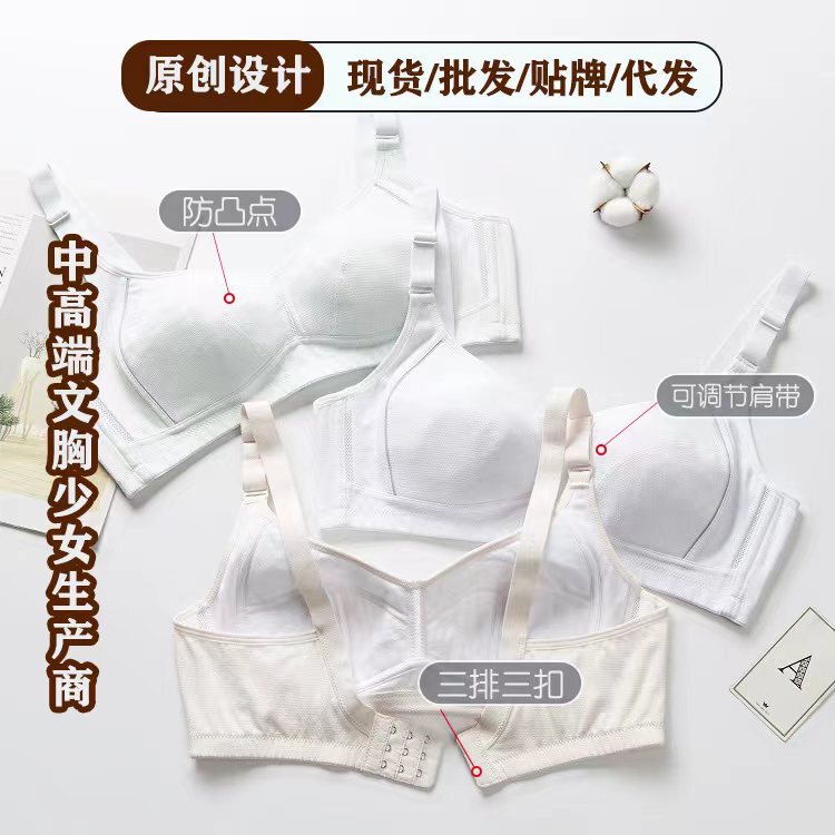 High School Girl's Bra Summer Thin Big Chest Showy Underwear Puberty No Steel Ring Bra for Junior High School Students High School Girl's Bra Summer Thin Big Chest Showy Underwear Puberty No Steel Ring Bra for Junior High School Students