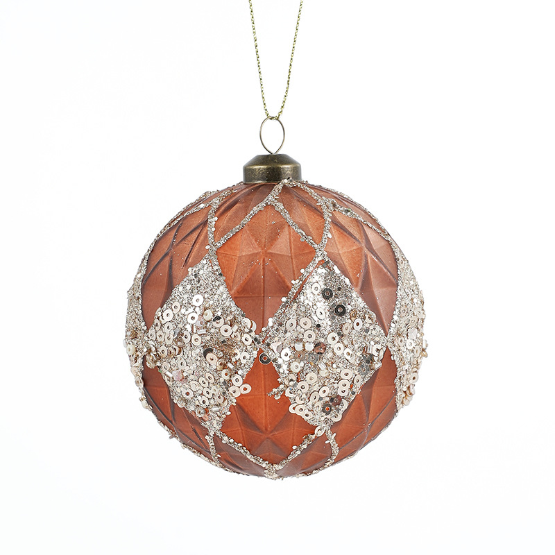 Nuevo producto 8CM bola de Navidad color café polvo oro polvo retro árbol de Navidad colgante bola decoración colgante diseño colgante