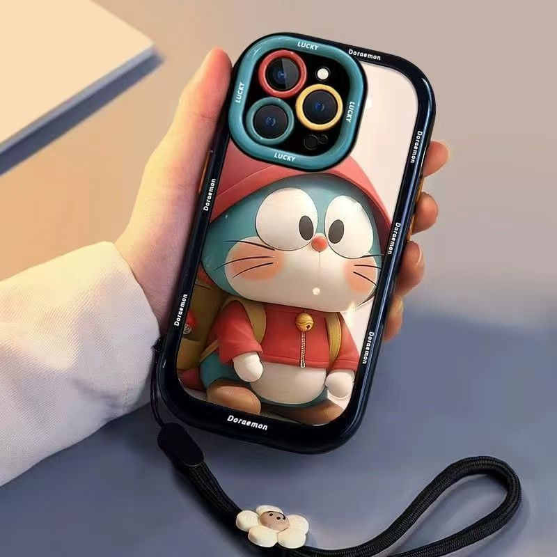 Red Hat Doraemon Apple 14promax/14Pro Phone Case iPhone13 Full Package 12 Cartoon 11/XRMAX