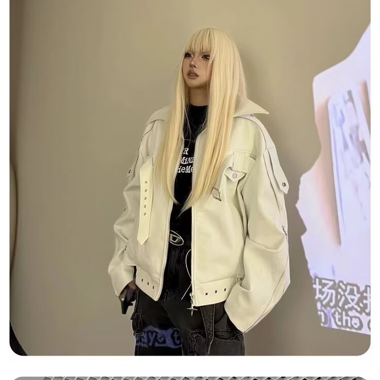 ragazzo in pelle alla moda per uomo, stile di strada europeo e americano autunnale, design di nicchia per moto J, pantaloncini di marca alla moda_voghion.com