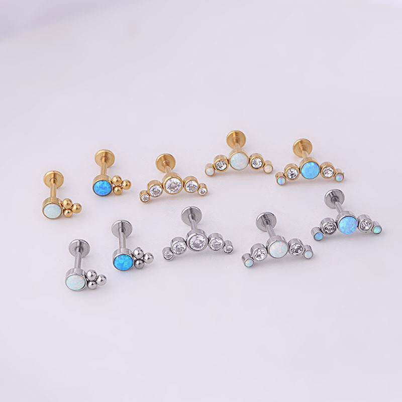 Ear Studs Classification 316L Stainless Steel Artificial Gemstones Ear Cartilage Rings & Studs Geometric Waterproof Non Tarnish Surgical Steel Women'S