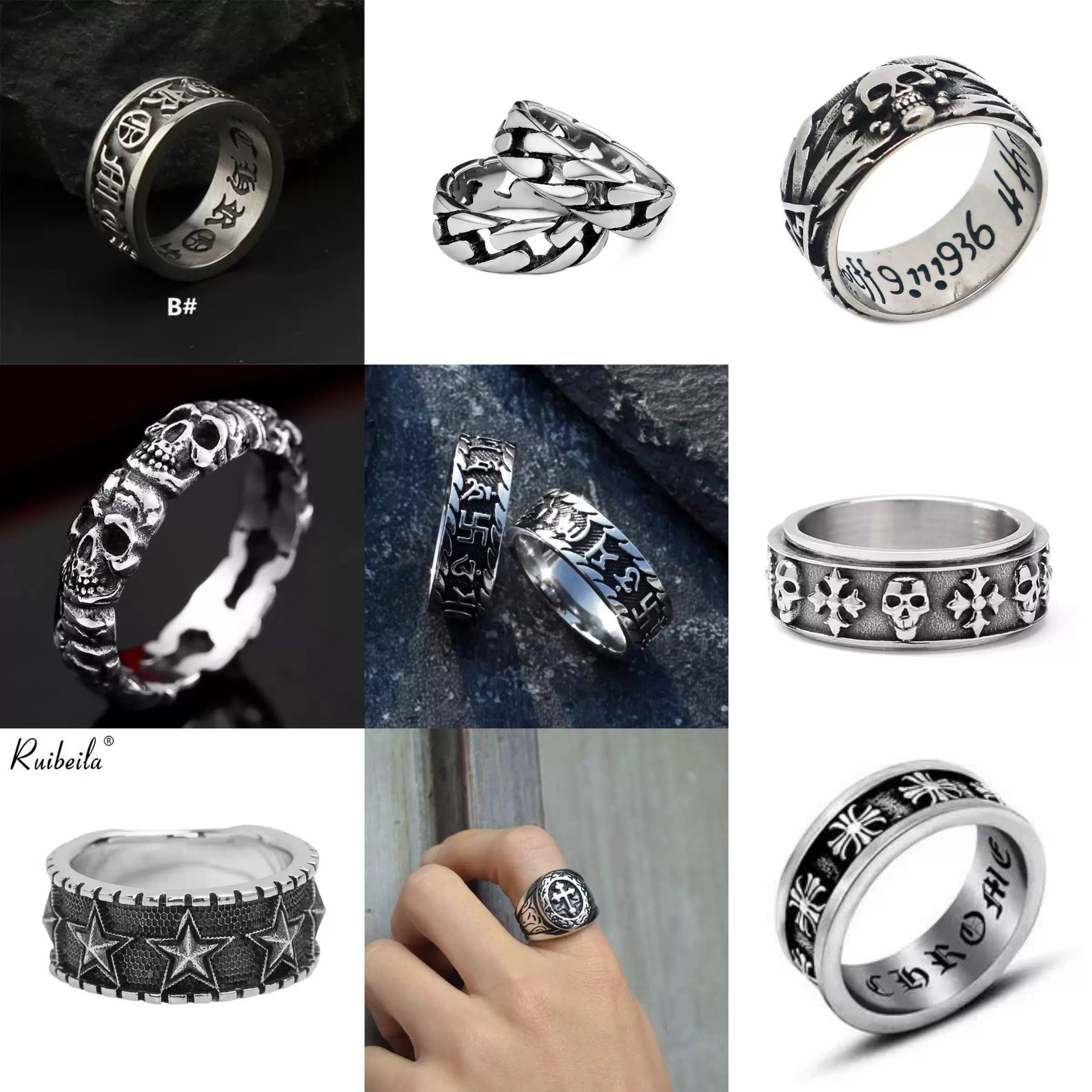 retro fashionable ring stainless steel for men and women