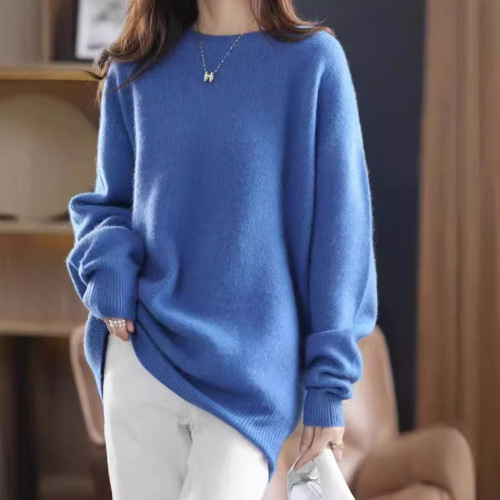 Women's Round Neck Knit Top, Loose Fit, Korean Style, Base Layer, Large Size, Autumn/Winter, Versatile Long Sleeve T-shirt