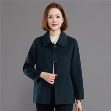 秋冬新款100羊毛大衣毛呢女外套通勤中长款大码双面呢大衣PND6003