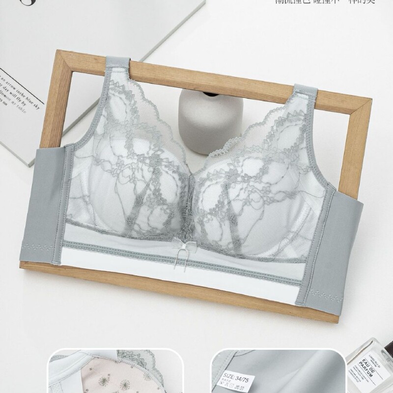 Pure Desire Contrast Color Lace Underwear Women's Adjustable Wireless Top Push-Up Anti-Sagging Breathable Sexy Bra