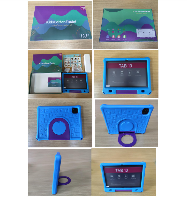 10.1 inç çocuk Android 15 tablet, düşmeye karşı koruyucu kılıf, dönebilen tutma yeri, sınır ötesi destekler