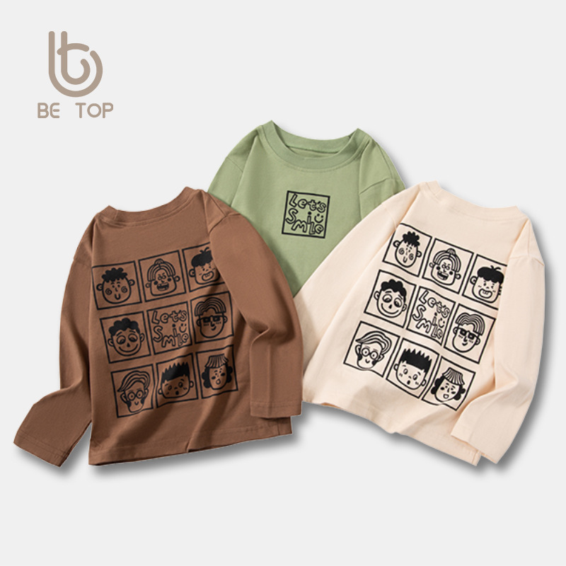 Ropa para niños transfronteriza al por mayor otoño nuevo producto coreano marca de moda para niños camiseta de manga larga camisa de fondo para niños