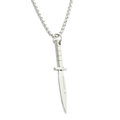 Eurasian Titanium Steel Dagger Pendant Personality Punk Retro Trend Men's Dagger Knife Stainless Steel Necklace Direct Supply Manufacturer