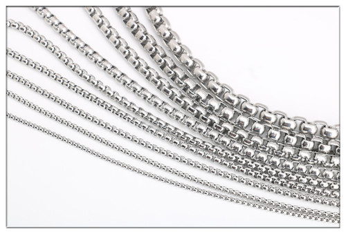 Stainless steel square pearl chain with interlocking rings, DIY accessory chain, compatible with bags and backpacks, wholesale