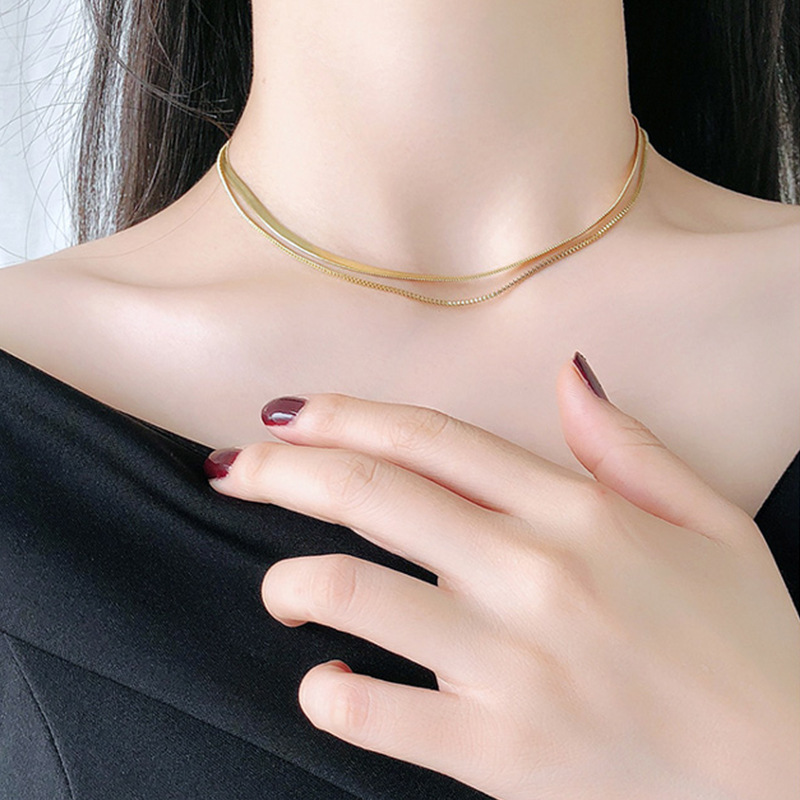 Snake bone necklace female niche design feeling ins cold style choker collarbone chain new net red necklace_voghion.com