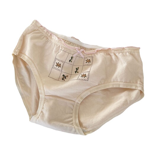Ka Meow Lazy ~ French Summer Thin Beige Sweet Girl Pure Desire Cute Pure Cotton Crotch Triangle Panties Elastic