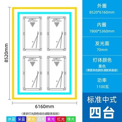 直角角丸5面発光マジックビリヤードルーム雰囲気ライト毒歯カラフルな側面発光ビリヤードルーム雰囲気シャンデリア|undefined