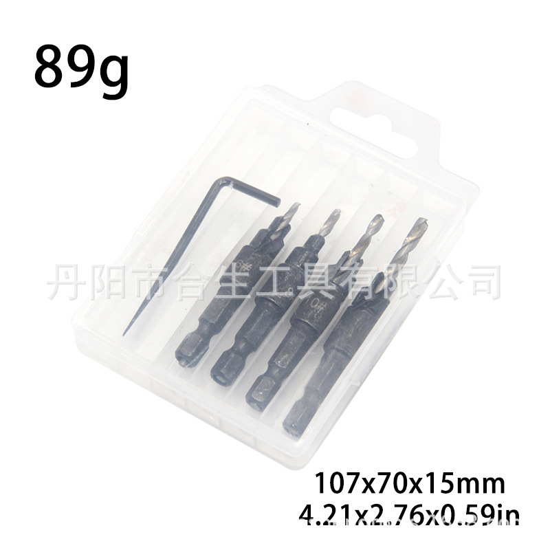 Carpintería abridor de agujero traje tornillo hexagonal herramienta de hardware taladro avellanado taladro de cono taladro de perforación de fresado