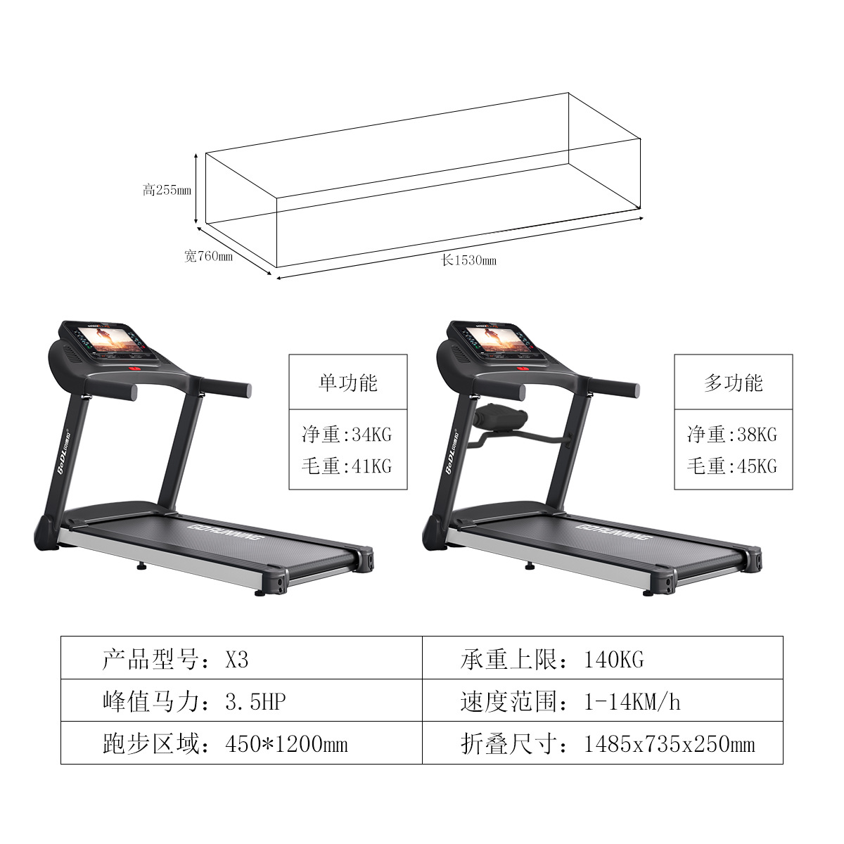Caminadora eléctrica plegable Bedra X3 para entrenamiento de carrera en interiores, equipo de ejercicio aeróbico eficiente para quemar grasa.