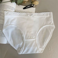 新品日本日单内裤纯棉中腰女士透气简约蕾丝三角裤头