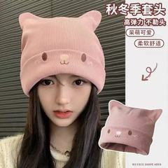 月子帽产后孕妇秋冬款帽子女包头冬季针织帽毛线帽显脸小可爱冷帽