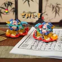 国潮手交趾陶工艺家居办公商务送礼中高端车载陶瓷小必定祥兽摆件