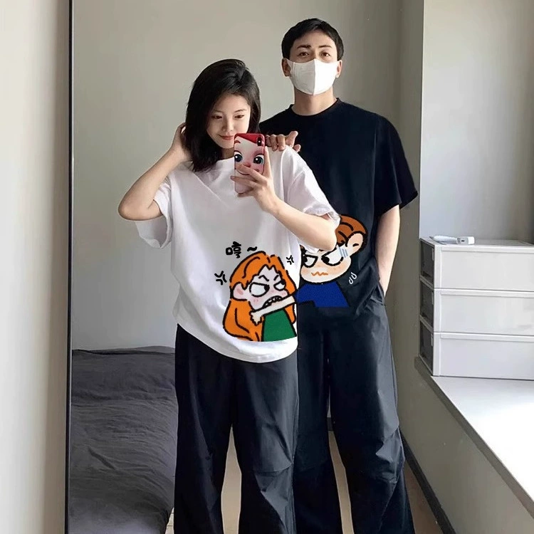 [Расчесанный хлопок плотно] Футболка с короткими рукавами для пары 2025 новый летний полукрукавный премиум прилив свободно