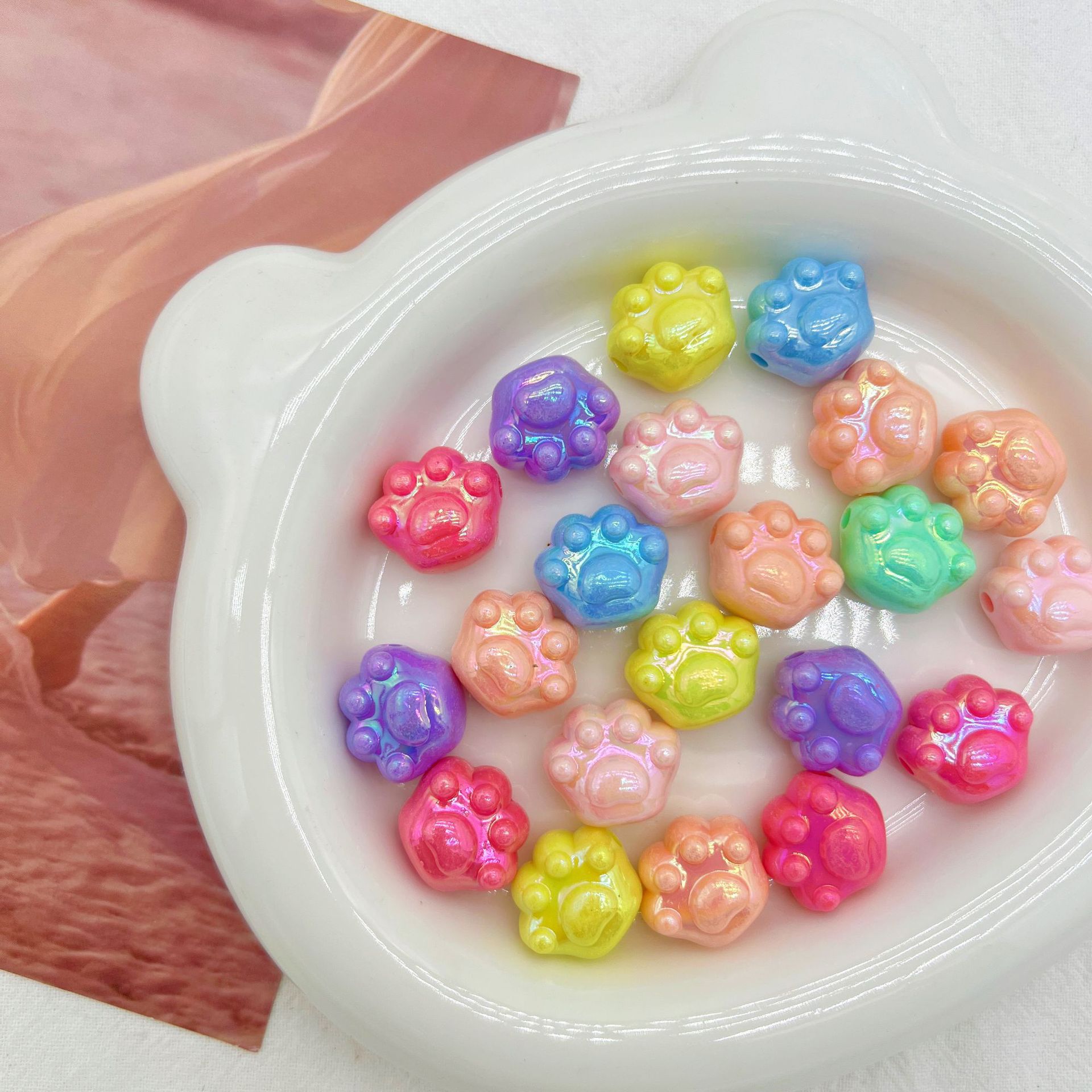 Mixto de dibujos animados lindos color mezclado arco de garra de panda con forma especial con pegamento de crema DIY caso de teléfono móvil