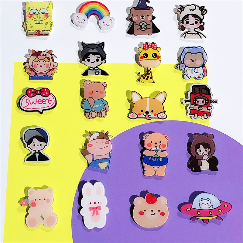萌えかわいいアクリルバッジのブローチ卸売りの女の子のバッグのアクセサリーは穴を開けてペンをかけることができます。|undefined
