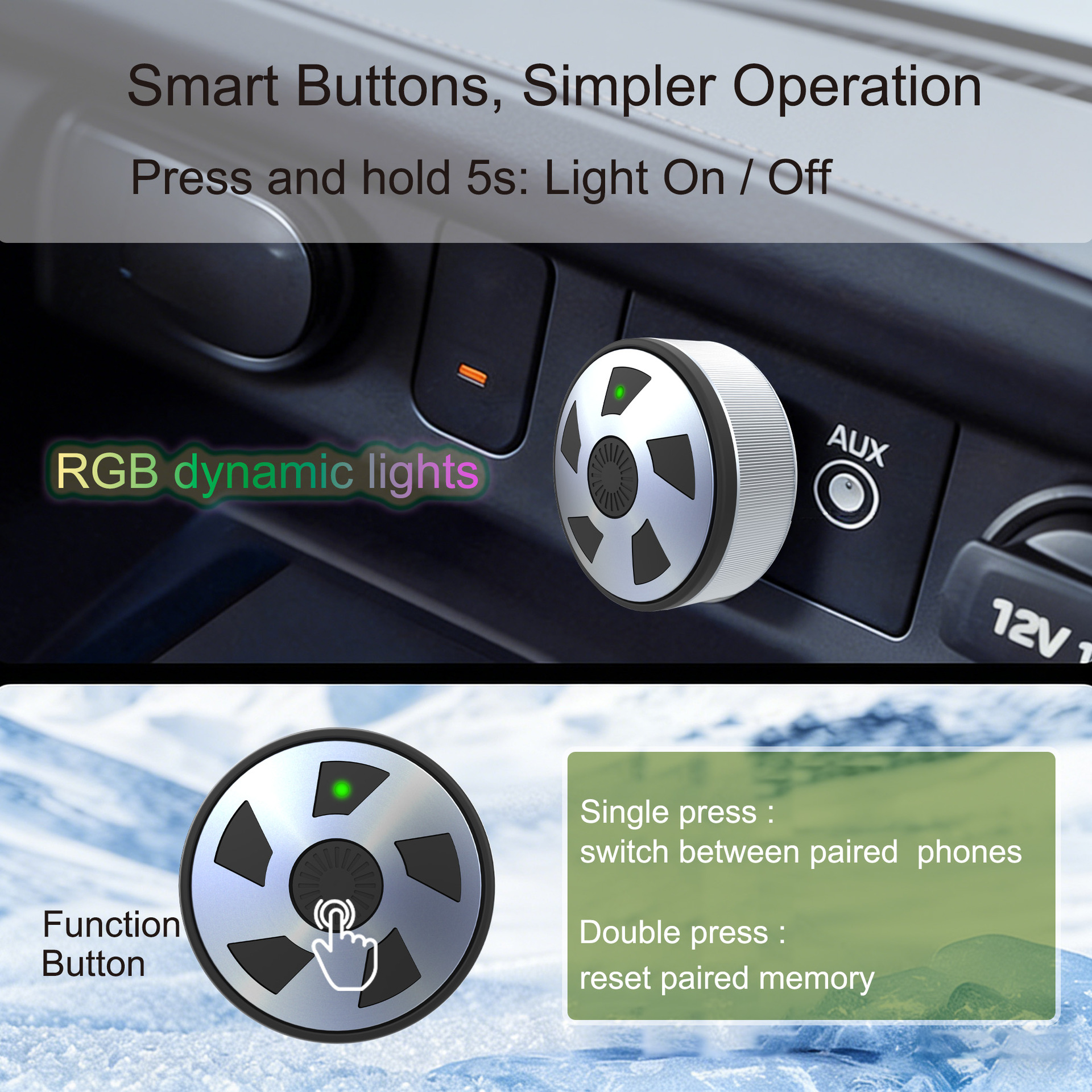 New Carplay Box with Wheel-Style Design, Wired to Wireless Android Auto Two-In-One Wireless Adapter