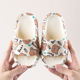 Children's Slippers Girls Cartoon Bear Bathroom Non-Slip Soft Bottom One-Piece Indoor Home Boys Summer Slippers