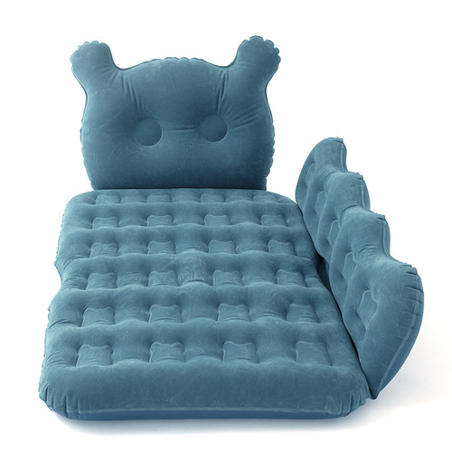 Car travel bed cartoon bear head folding flocked inflatable mattress SUV car back seat sleeping pad car air bed
