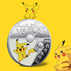 Japanese monster, cartoon coins, metal silver coin, medal, Pokemon, gold and silver