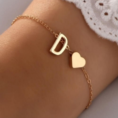 26-letter European and American alphabet bracelet for women, personalized, stylish, alloy heart-shaped letter ring