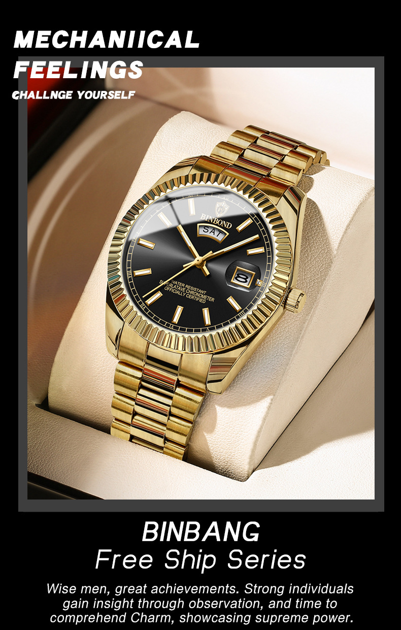 Neue Uhr Log-Uhr Herren Stahlarmband Wasserdicht Lässig Klassisch Doppelkalender Nachtleuchtende Herrenuhr Einfache und prächtige Herrenuhr_voghion.com