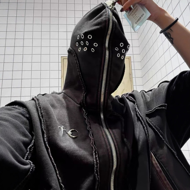 High Version Thug Club American Street Retro High Street Washed Hardware Hooded Sweatshirt