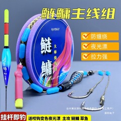 レイメインライン完成品セット、釣具、夜光スタンドアップフロート、絡み防止、強力な馬糸、水中、噛みつき防止、耐摩耗性、巨大な生き物