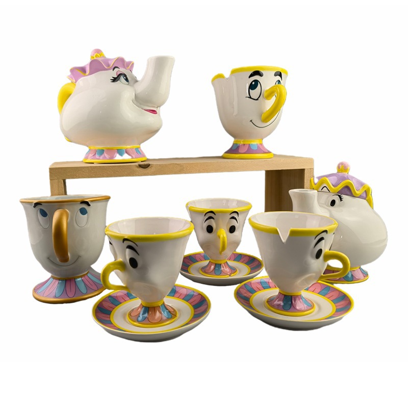 Mrs. Tea Pot Foreign Trade Archie Cup Beauty and Beast Teapot Gold Plated Plate Tea Cup Mrs. Potschip