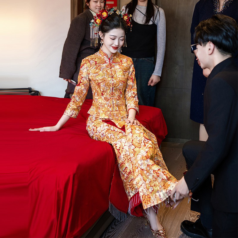 Xiuhe Wedding Dress 2025 New Chinese Style Xiuhe Bride Wedding Gown High-End Heavy Craftsmanship Summer Xiuhe Wedding Dress 2025 New Chinese Style Xiuhe Bride Wedding Gown High-End Heavy Craftsmanship Summer
